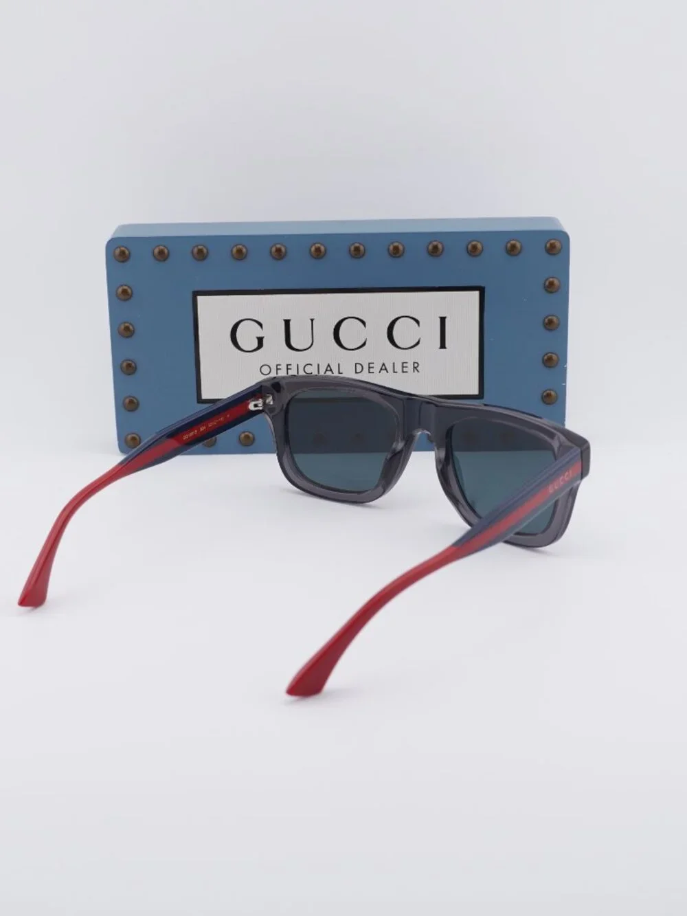 Gucci GG1991S 004 Square Sunglasses - Shiny Transparent Dark Grey/Blue